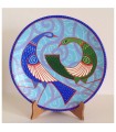 Handmade plate blue / green peacock