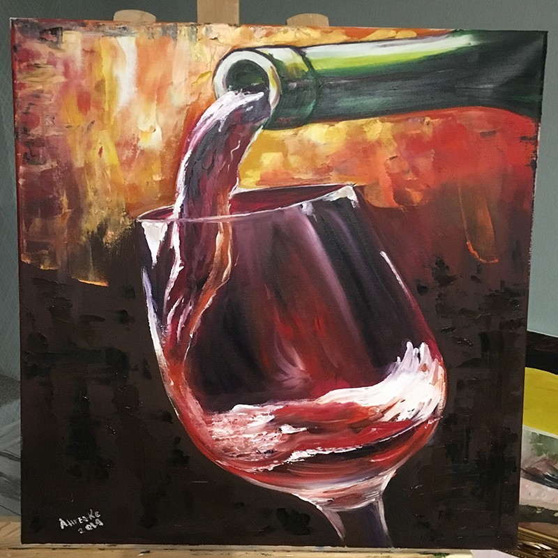 Fire wine - painting by Angelina - 50x70 cm