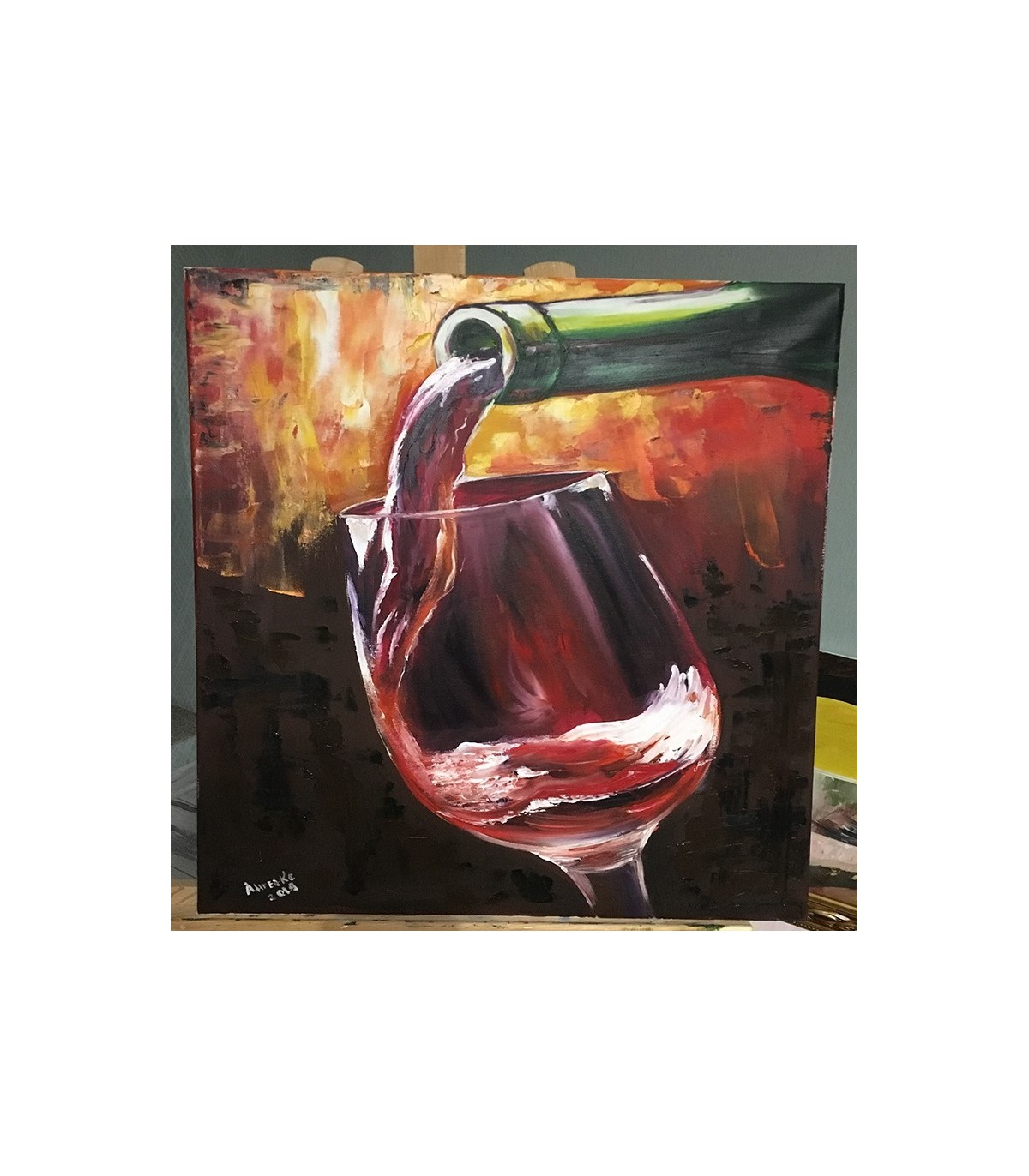 Fire wine - painting by Angelina - 50x70 cm